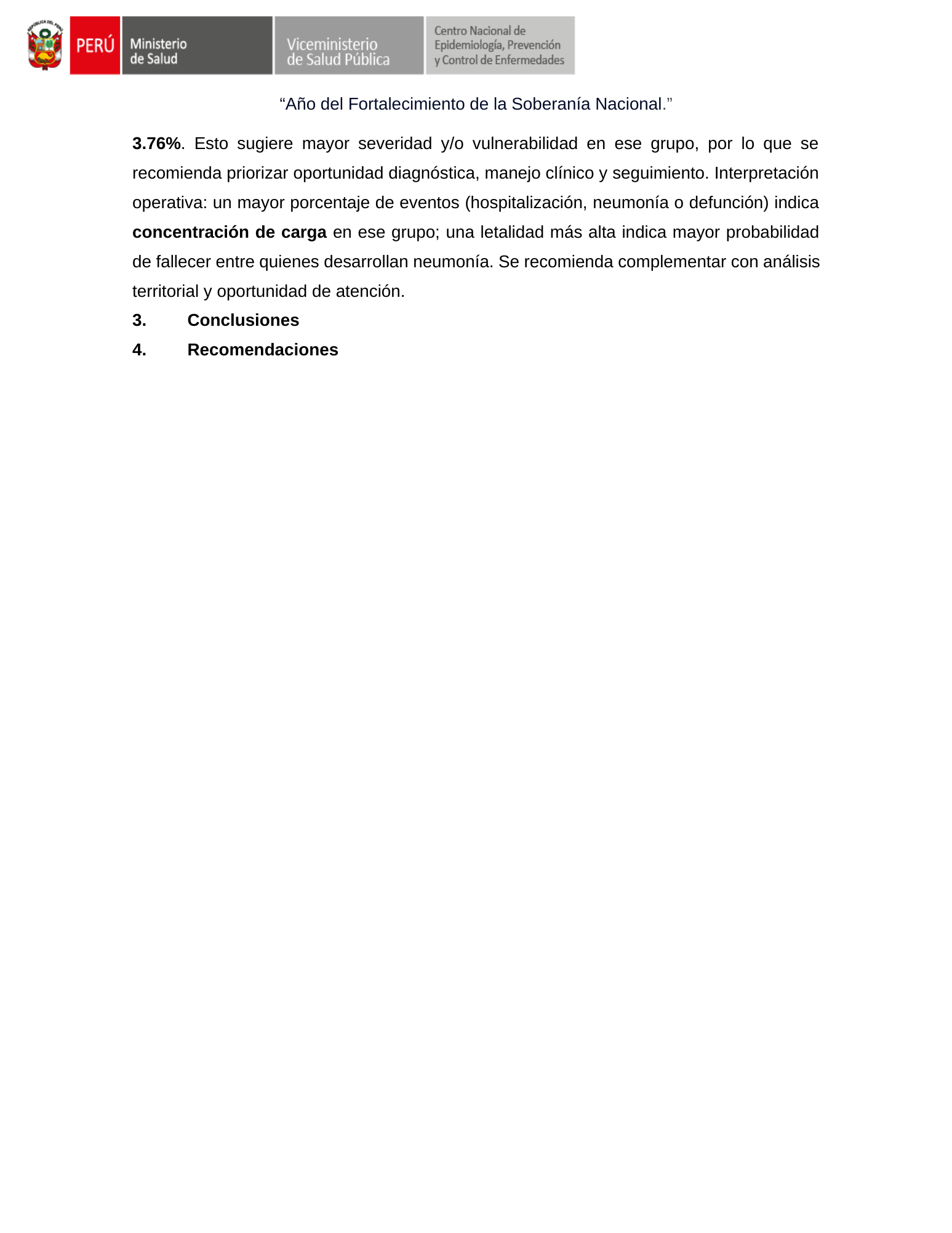Página 6 del reporte con conclusiones